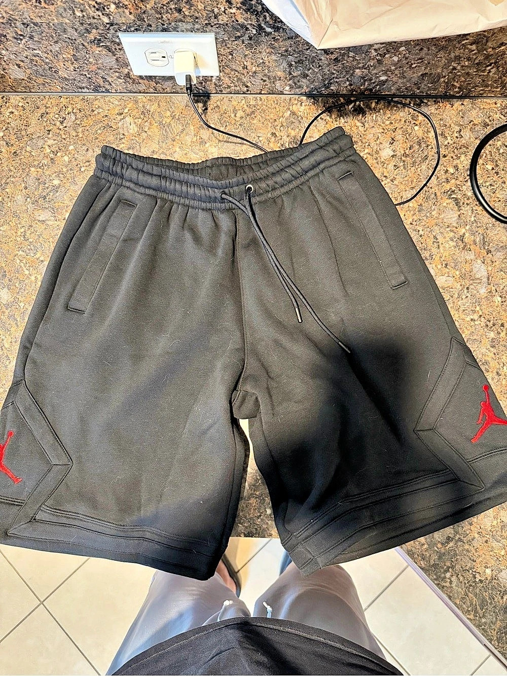 Jordan Essential Fleece Diamond Shorts Black Athletic Shorts Size Small